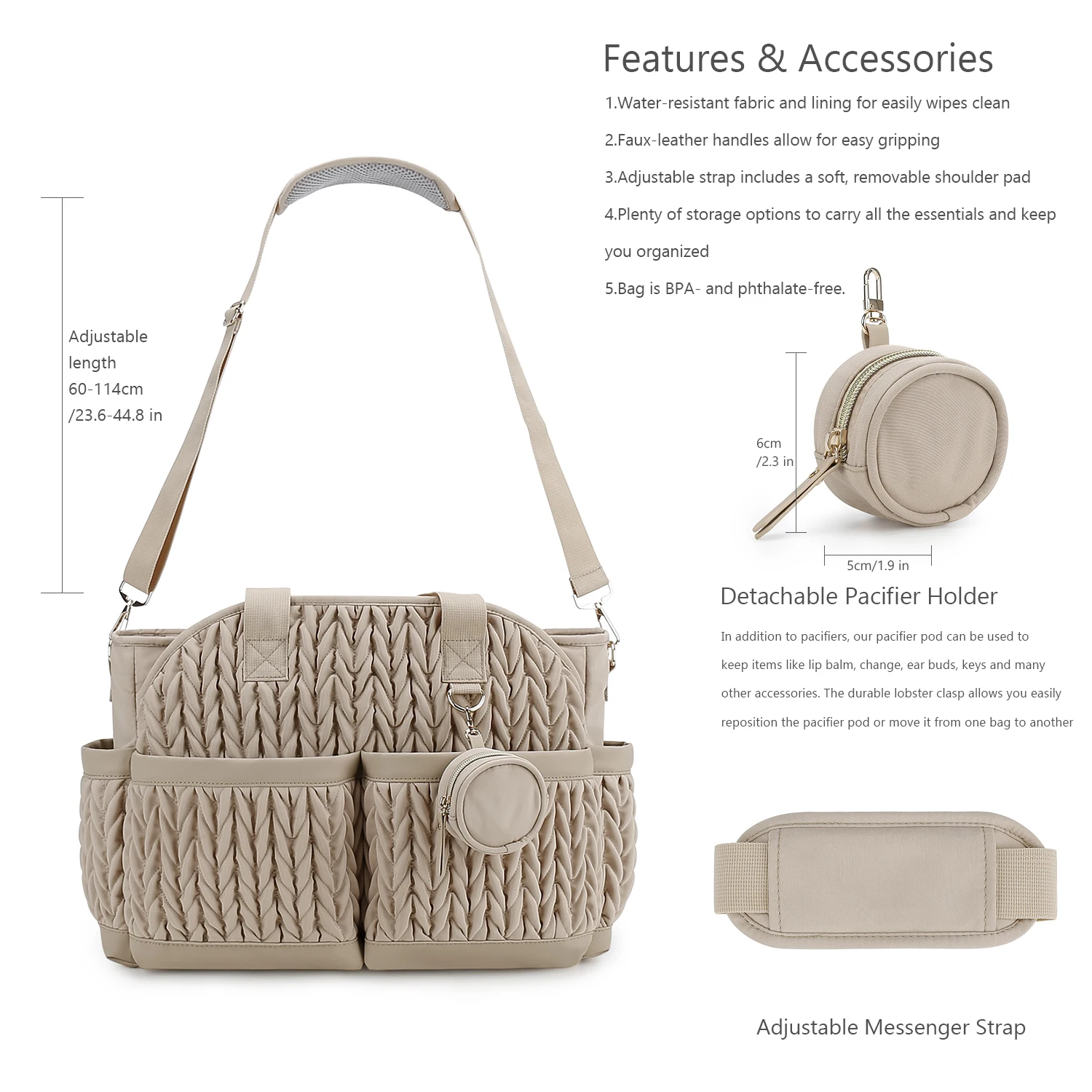 New Quilted Mommy Bag One Shoulder Handheld Storage Bag Waterproof Fabric Insulation for Mother and Child Travel