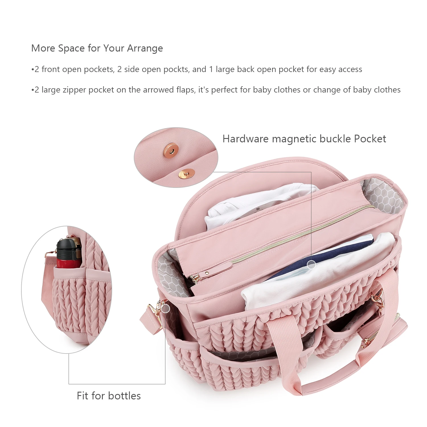 New Quilted Mommy Bag One Shoulder Handheld Storage Bag Waterproof Fabric Insulation for Mother and Child Travel