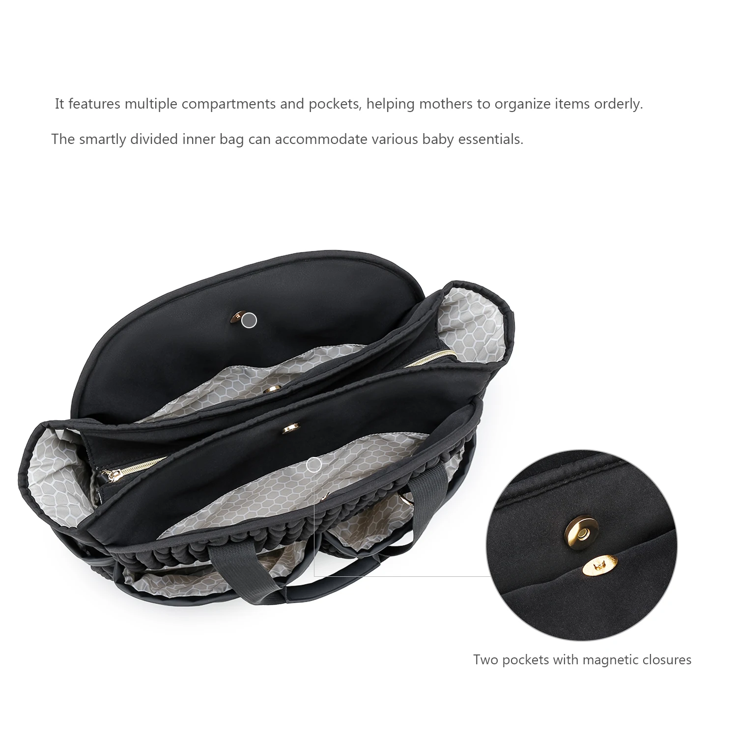 New Quilted Mommy Bag One Shoulder Handheld Storage Bag Waterproof Fabric Insulation for Mother and Child Travel