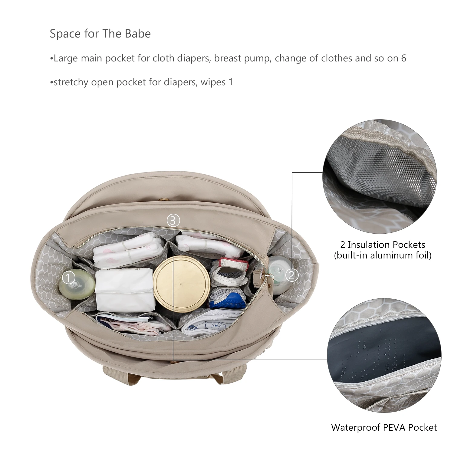 New Quilted Mommy Bag One Shoulder Handheld Storage Bag Waterproof Fabric Insulation for Mother and Child Travel