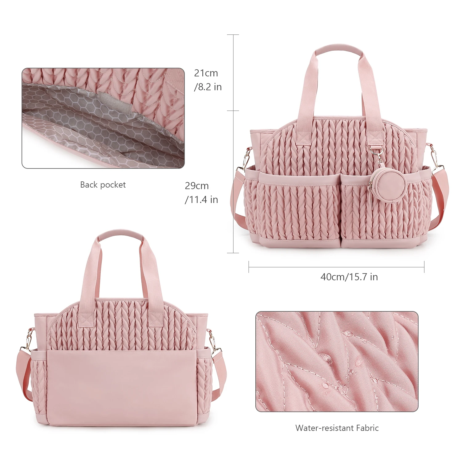 New Quilted Mommy Bag One Shoulder Handheld Storage Bag Waterproof Fabric Insulation for Mother and Child Travel