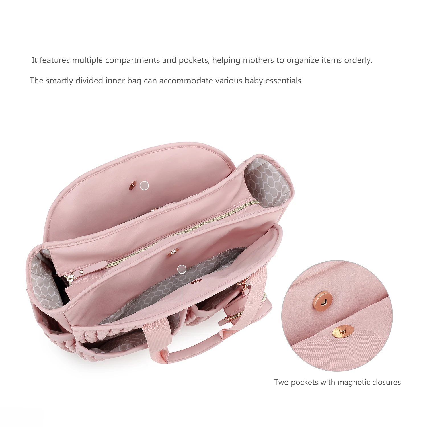 New Quilted Mommy Bag One Shoulder Handheld Storage Bag Waterproof Fabric Insulation for Mother and Child Travel