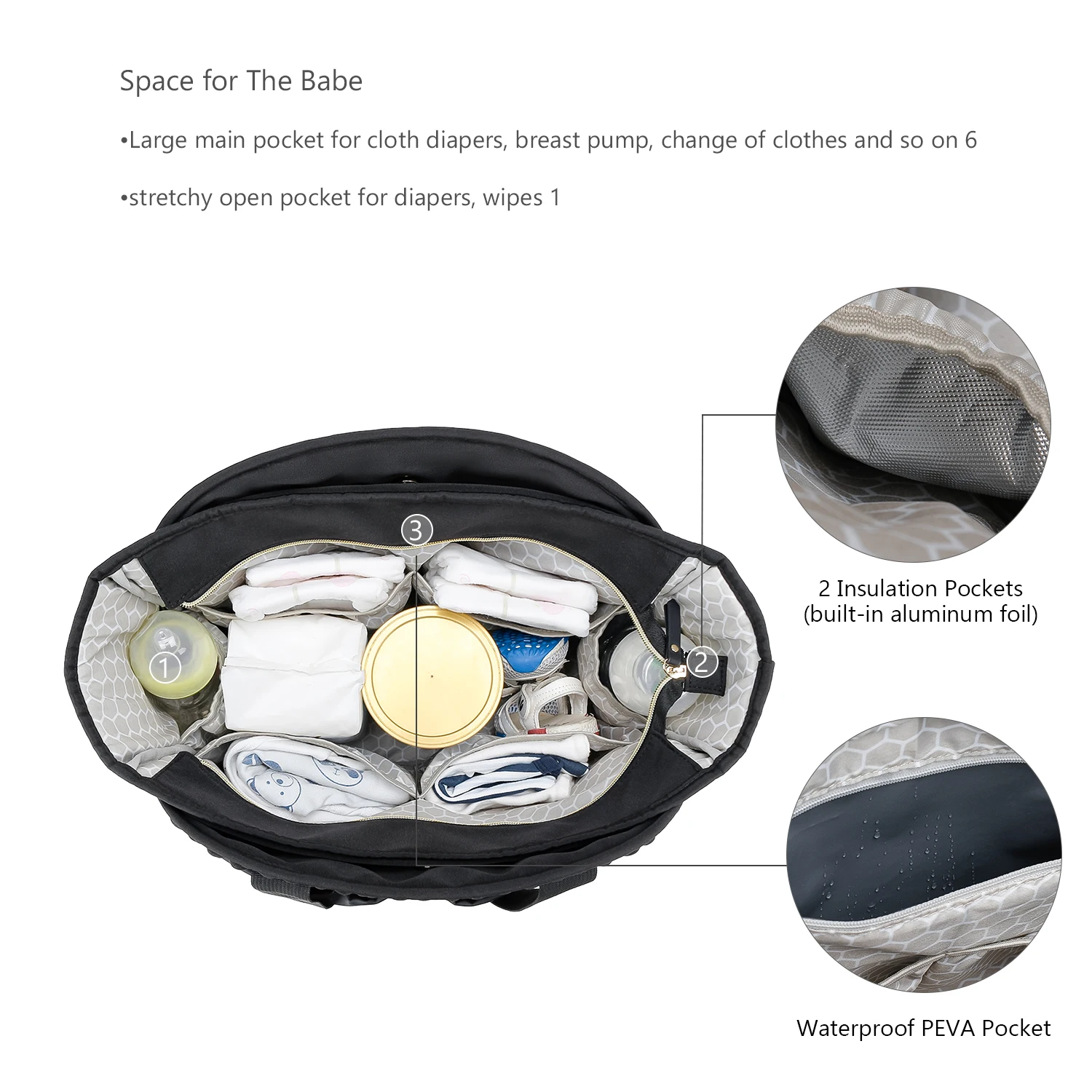 New Quilted Mommy Bag One Shoulder Handheld Storage Bag Waterproof Fabric Insulation for Mother and Child Travel