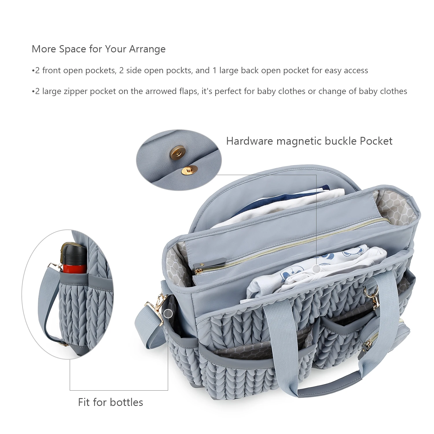 New Quilted Mommy Bag One Shoulder Handheld Storage Bag Waterproof Fabric Insulation for Mother and Child Travel