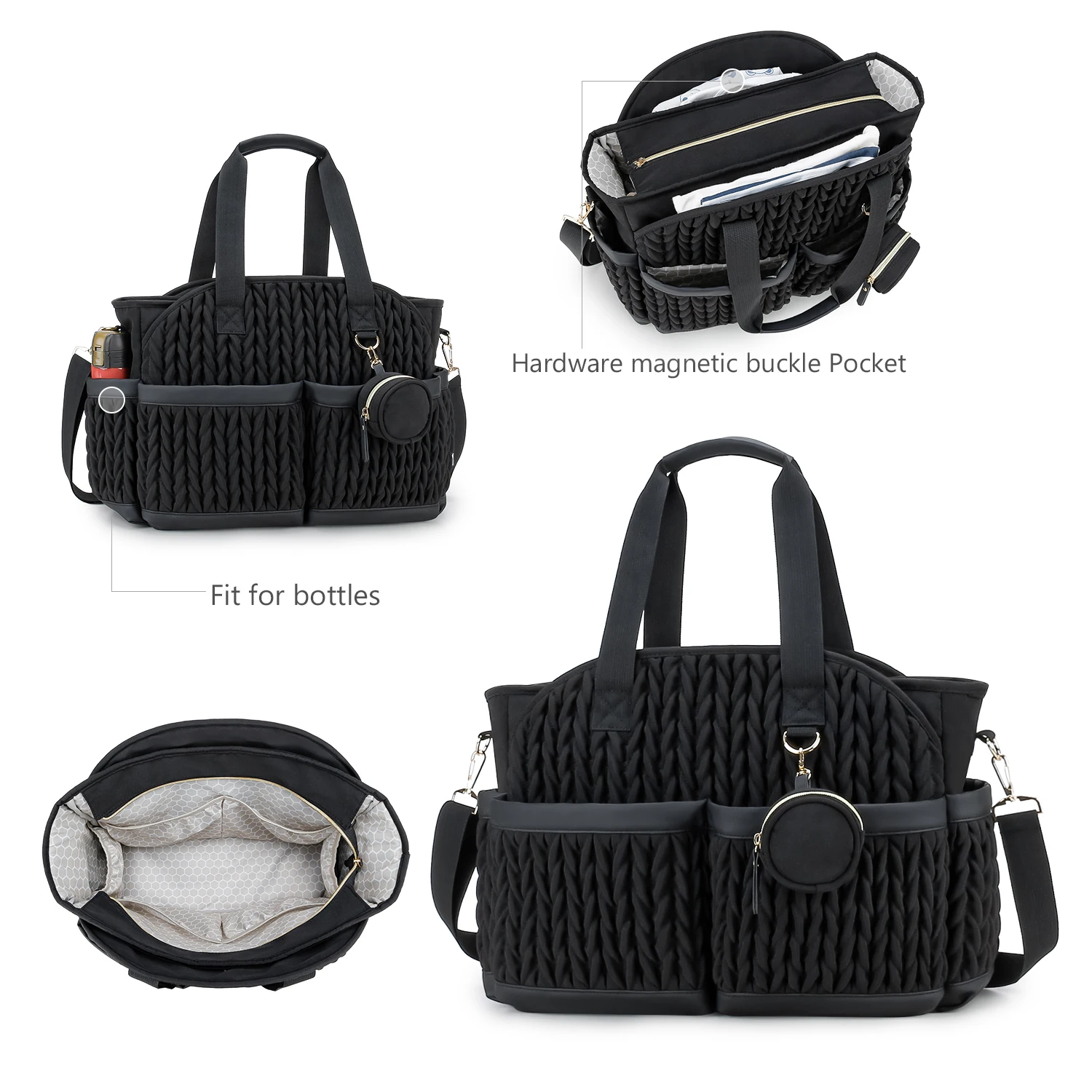New Quilted Mommy Bag One Shoulder Handheld Storage Bag Waterproof Fabric Insulation for Mother and Child Travel