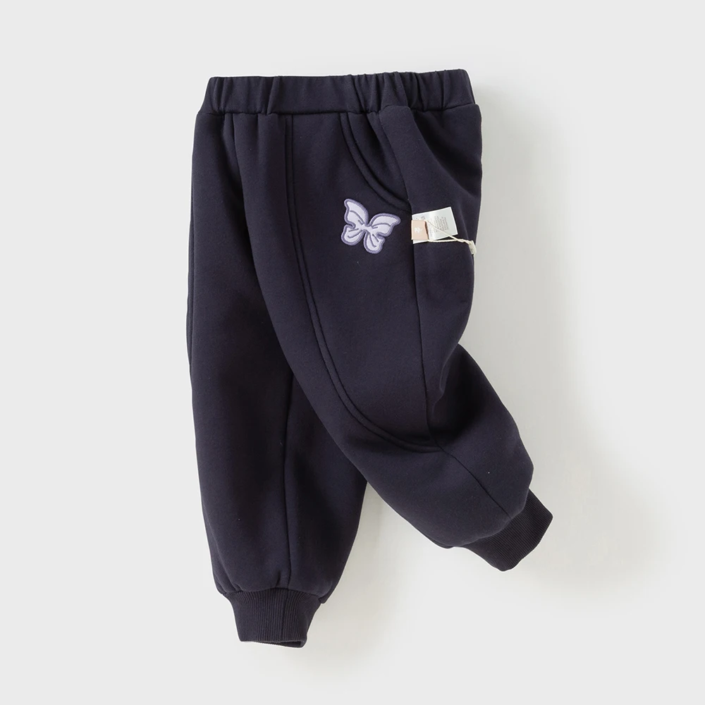 Dave Bella Children's Baby Pants Autumn Winter Girls Baby Fashion Casual Sweet Cute Velvet Knitted Trousers Warm  DB4254488