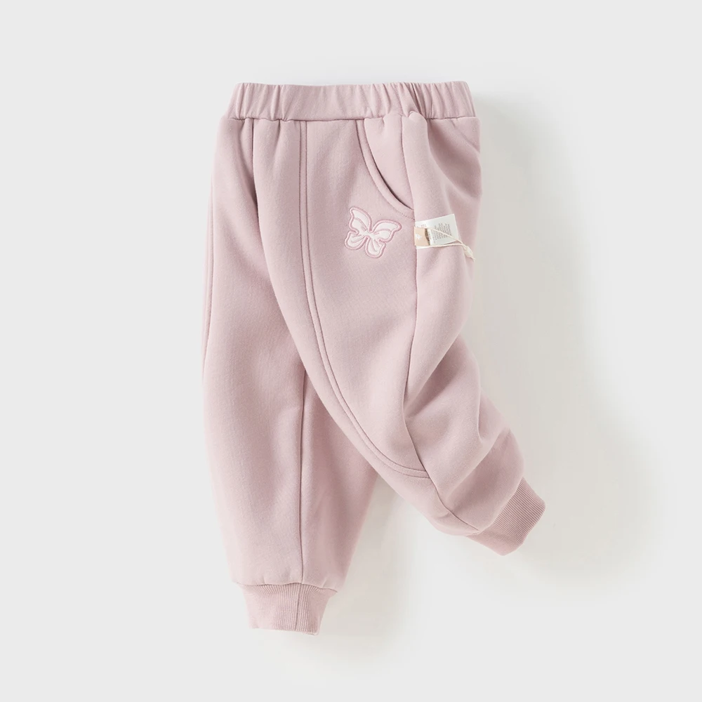 Dave Bella Children's Baby Pants Autumn Winter Girls Baby Fashion Casual Sweet Cute Velvet Knitted Trousers Warm  DB4254488