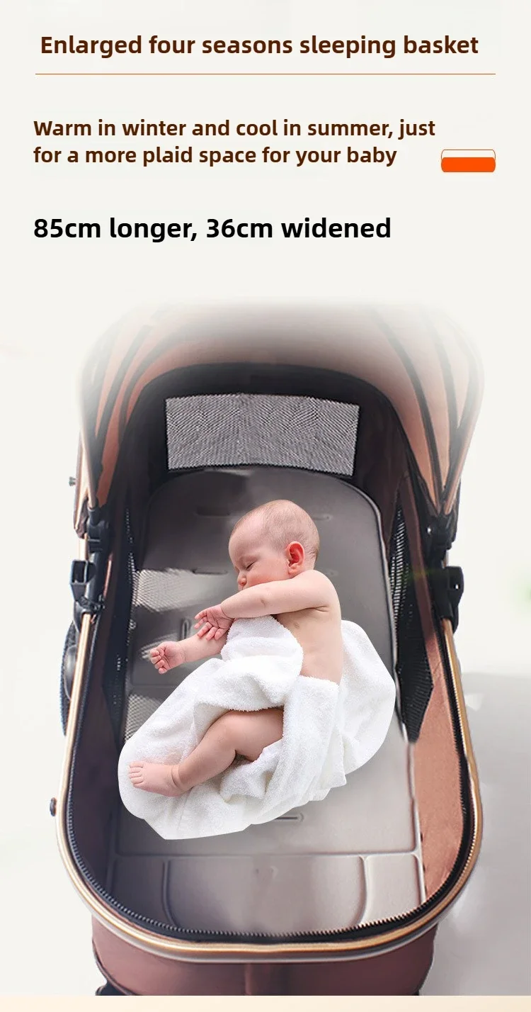 3-in-1 Shock-absorbing Baby Stroller Suitable for 0-3 Years Old Multifunctional Baby Stroller with Car Seat, Two-way Push
