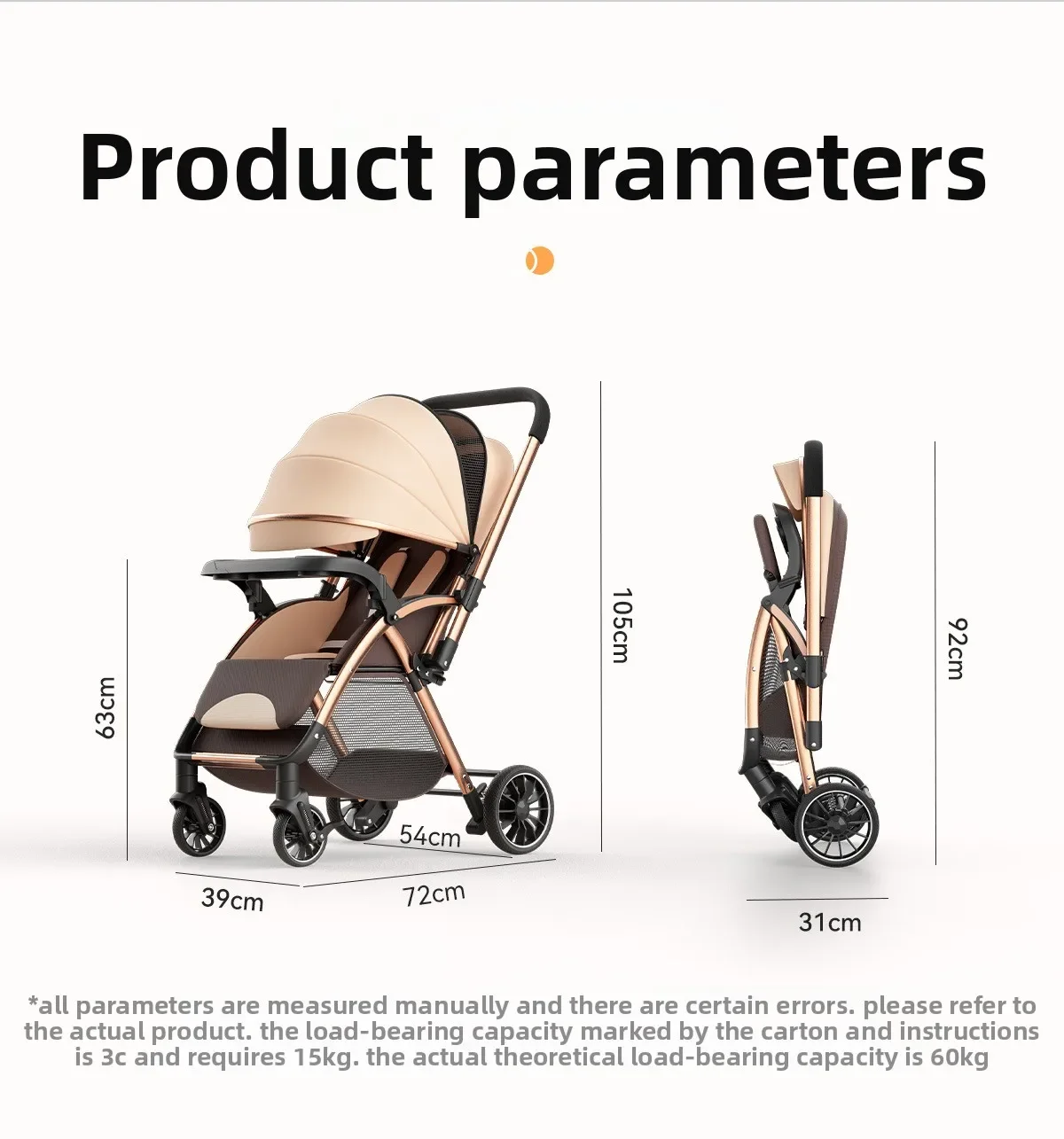 3-in-1 Shock-absorbing Baby Stroller Suitable for 0-3 Years Old Multifunctional Baby Stroller with Car Seat, Two-way Push