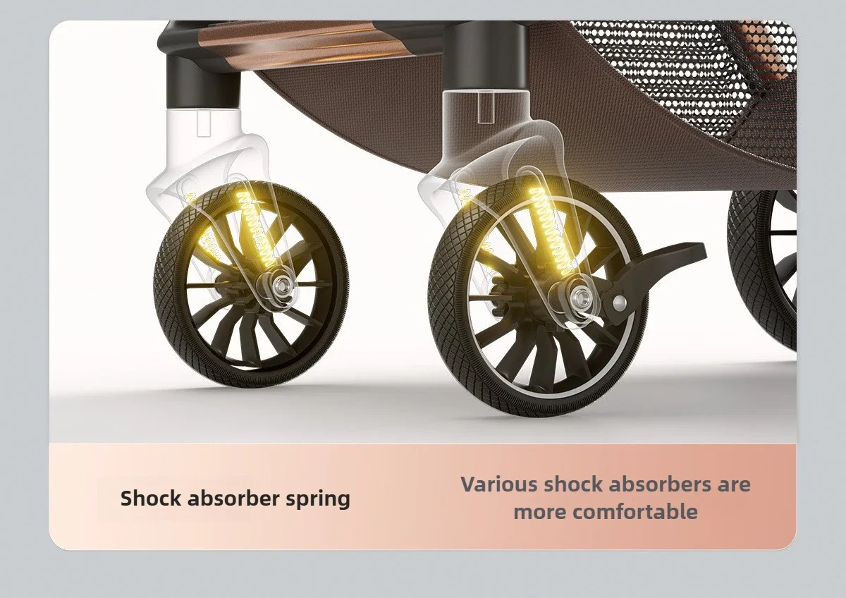 3-in-1 Shock-absorbing Baby Stroller Suitable for 0-3 Years Old Multifunctional Baby Stroller with Car Seat, Two-way Push