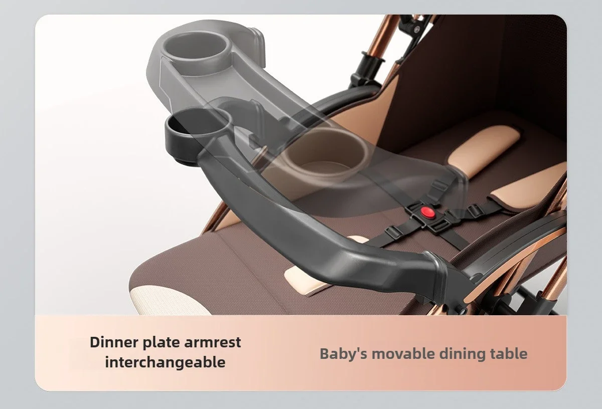 3-in-1 Shock-absorbing Baby Stroller Suitable for 0-3 Years Old Multifunctional Baby Stroller with Car Seat, Two-way Push