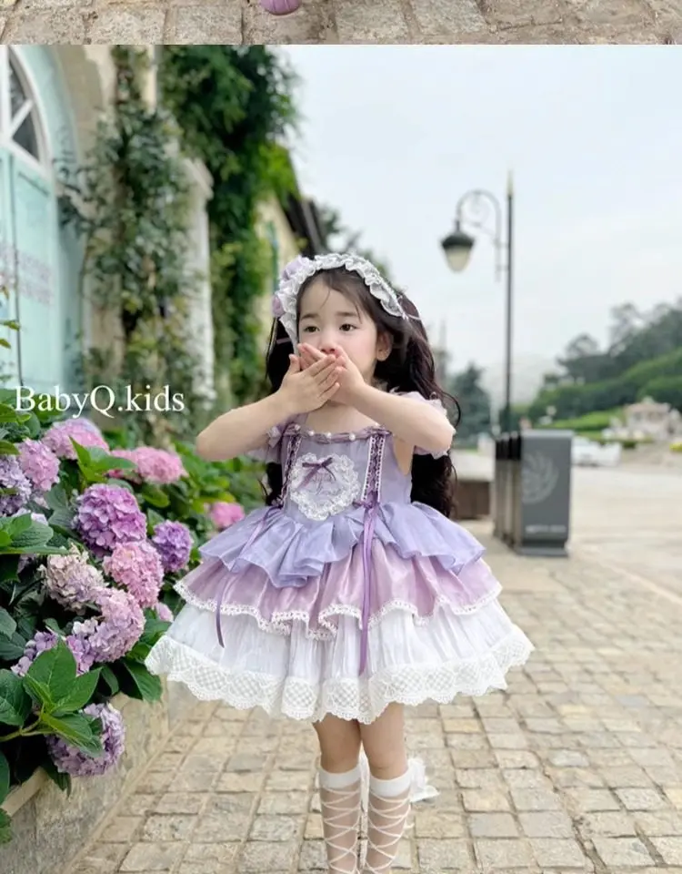 Ins Party Dress for Girls Handmade Boutique Quality Wedding Costume for Girls Dresses for Lolita for Girls Bridesmaid Dress