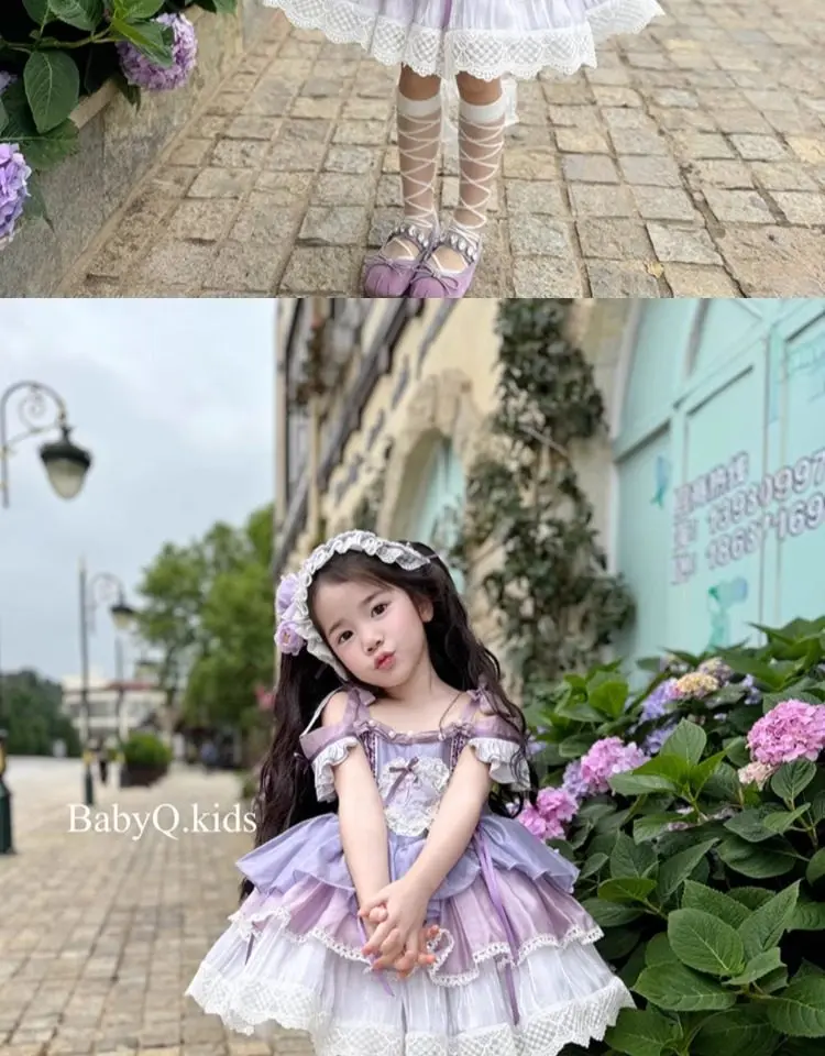 Ins Party Dress for Girls Handmade Boutique Quality Wedding Costume for Girls Dresses for Lolita for Girls Bridesmaid Dress