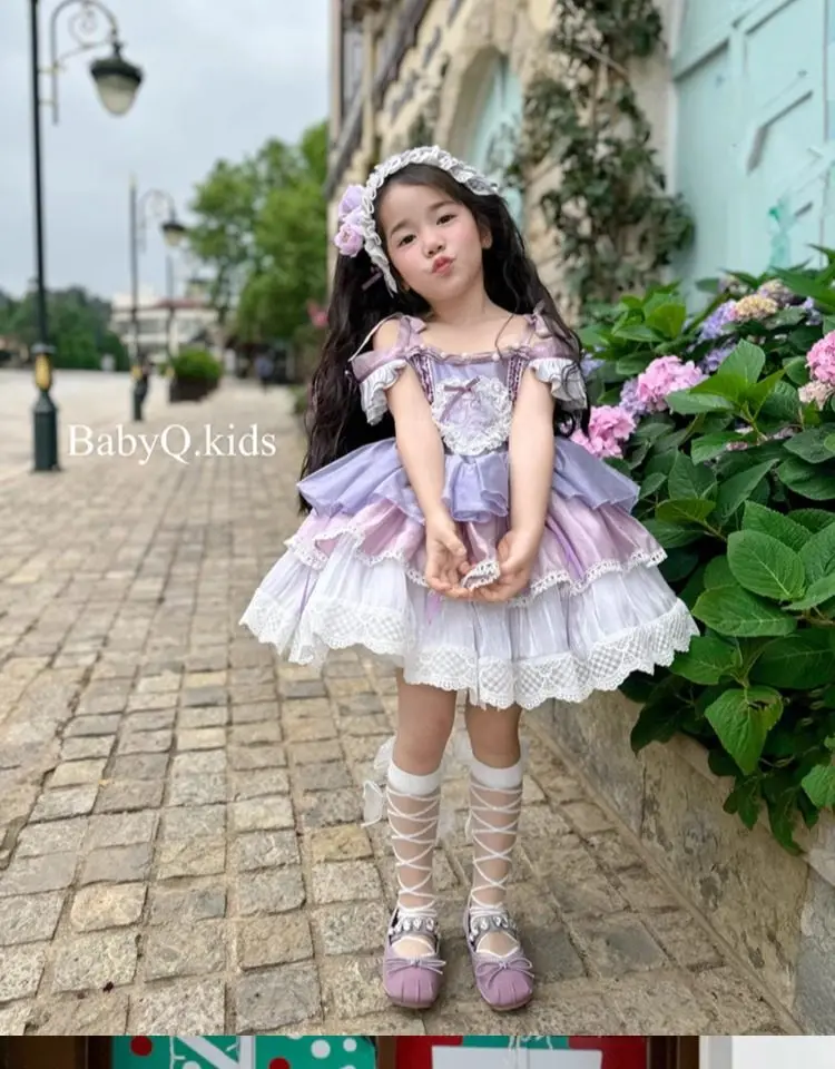 Ins Party Dress for Girls Handmade Boutique Quality Wedding Costume for Girls Dresses for Lolita for Girls Bridesmaid Dress