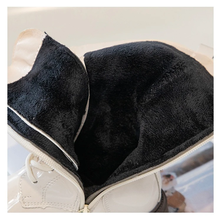 Princess Style Leather Boots for Girls 2025 New Winter Kids Plush Lining Mid-calf Boots Non-slip Simple Christmas Party Boots