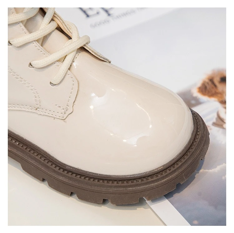 Princess Style Leather Boots for Girls 2025 New Winter Kids Plush Lining Mid-calf Boots Non-slip Simple Christmas Party Boots