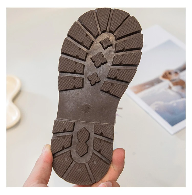 Princess Style Leather Boots for Girls 2025 New Winter Kids Plush Lining Mid-calf Boots Non-slip Simple Christmas Party Boots