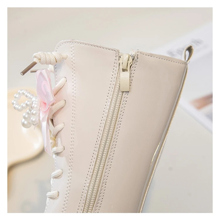 Princess Style Leather Boots for Girls 2025 New Winter Kids Plush Lining Mid-calf Boots Non-slip Simple Christmas Party Boots