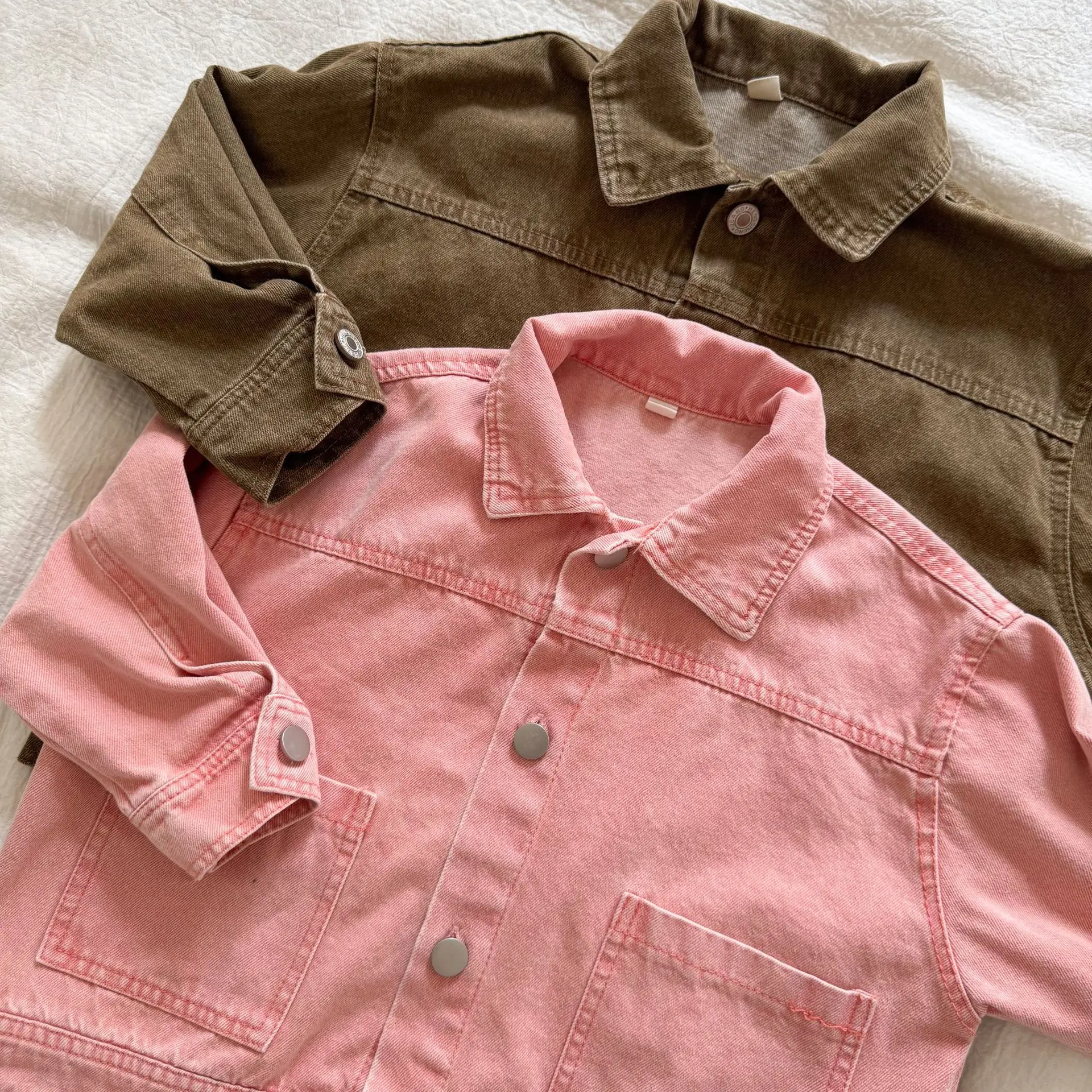 2026 Autumn New Children Long Sleeve Coat Solid Girls Loose Denim Jacket Boys Fashion Casual Cardigan Baby Tops Kids Clothes
