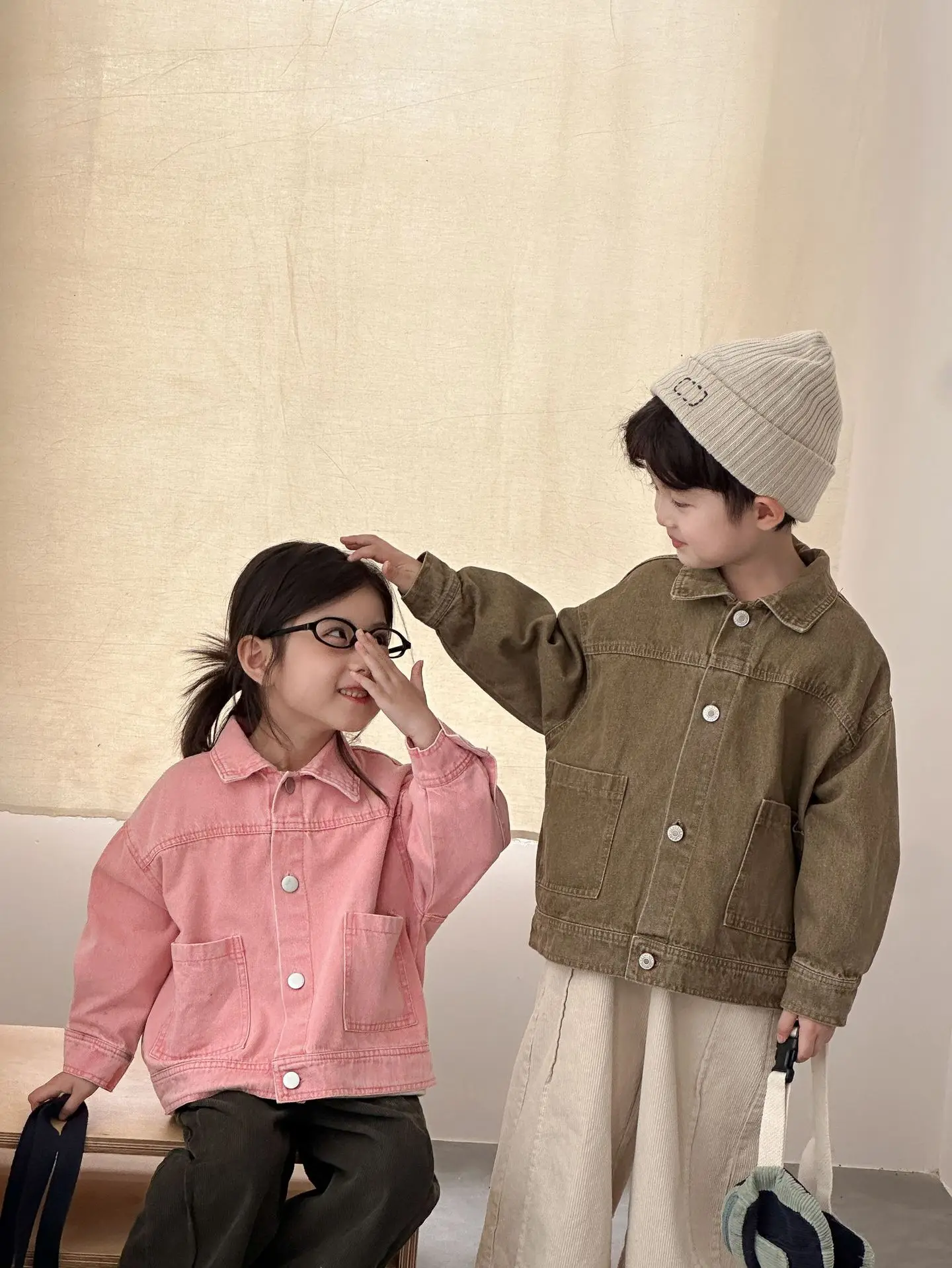 2026 Autumn New Children Long Sleeve Coat Solid Girls Loose Denim Jacket Boys Fashion Casual Cardigan Baby Tops Kids Clothes