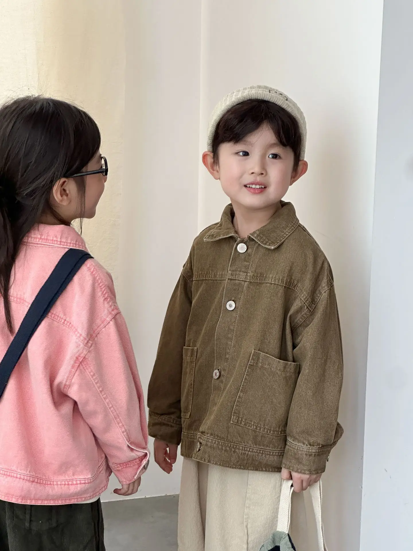 2026 Autumn New Children Long Sleeve Coat Solid Girls Loose Denim Jacket Boys Fashion Casual Cardigan Baby Tops Kids Clothes