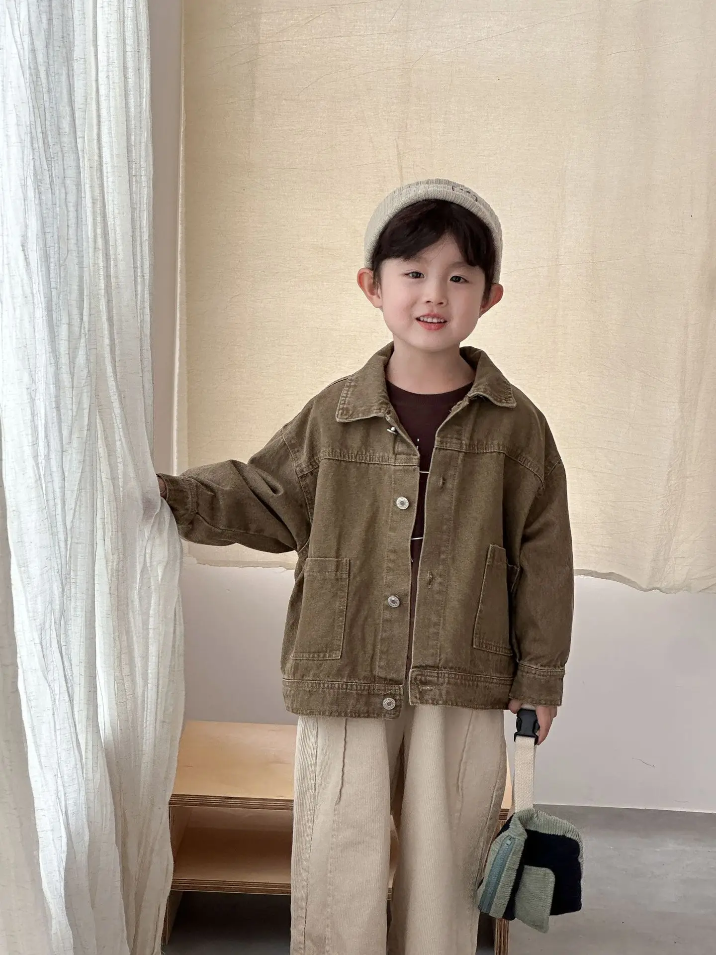 2026 Autumn New Children Long Sleeve Coat Solid Girls Loose Denim Jacket Boys Fashion Casual Cardigan Baby Tops Kids Clothes