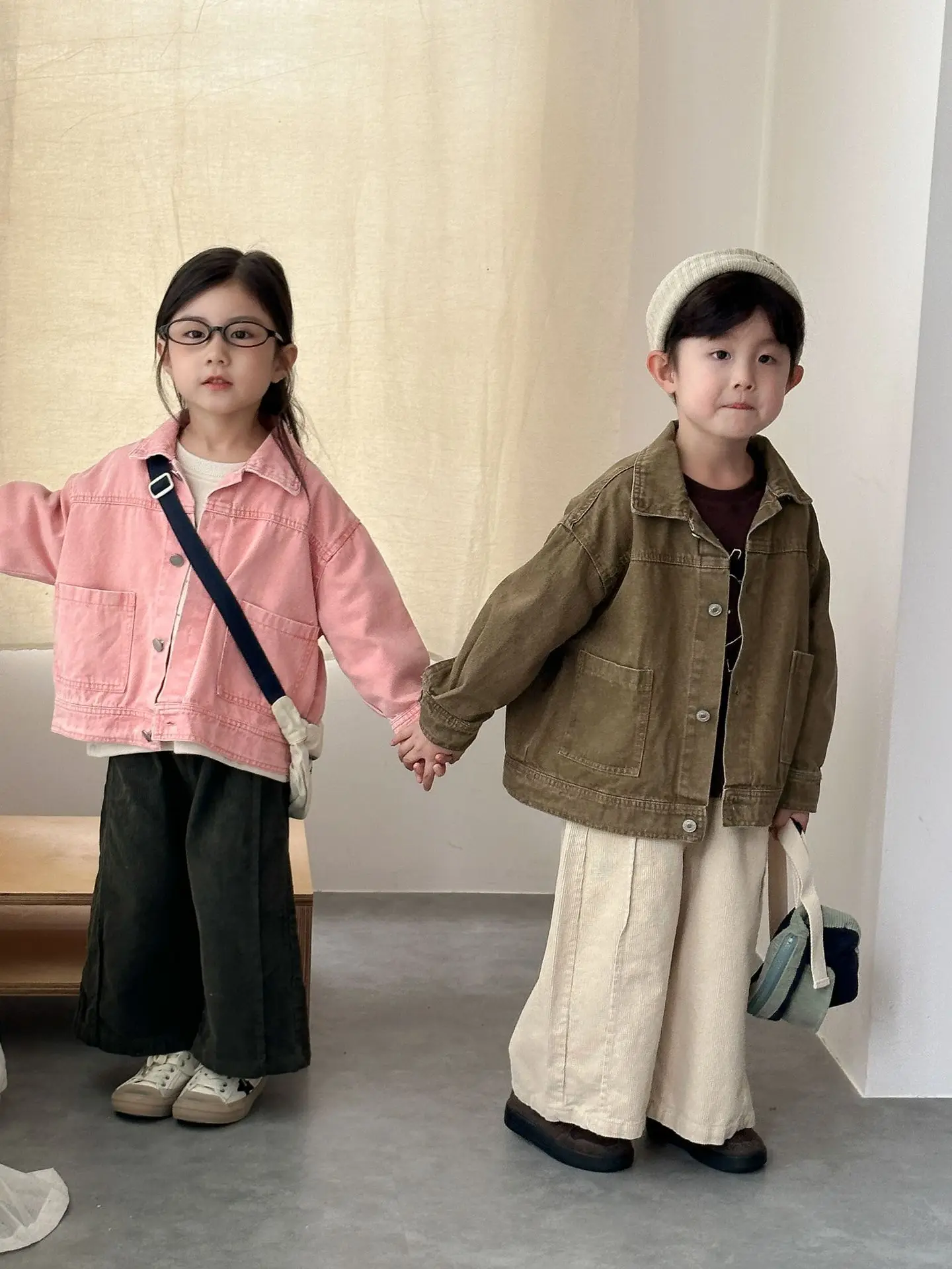 2026 Autumn New Children Long Sleeve Coat Solid Girls Loose Denim Jacket Boys Fashion Casual Cardigan Baby Tops Kids Clothes