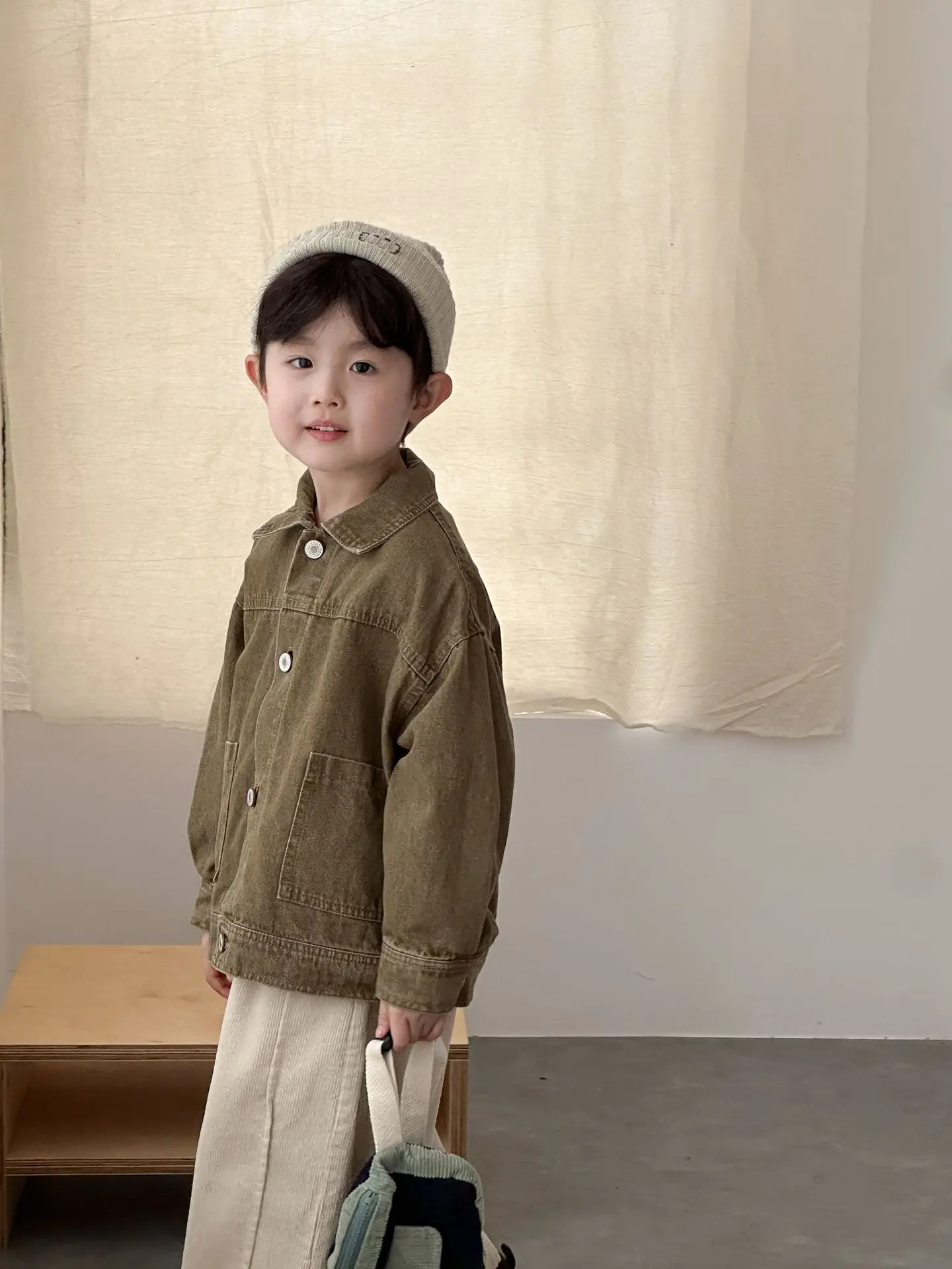 2026 Autumn New Children Long Sleeve Coat Solid Girls Loose Denim Jacket Boys Fashion Casual Cardigan Baby Tops Kids Clothes