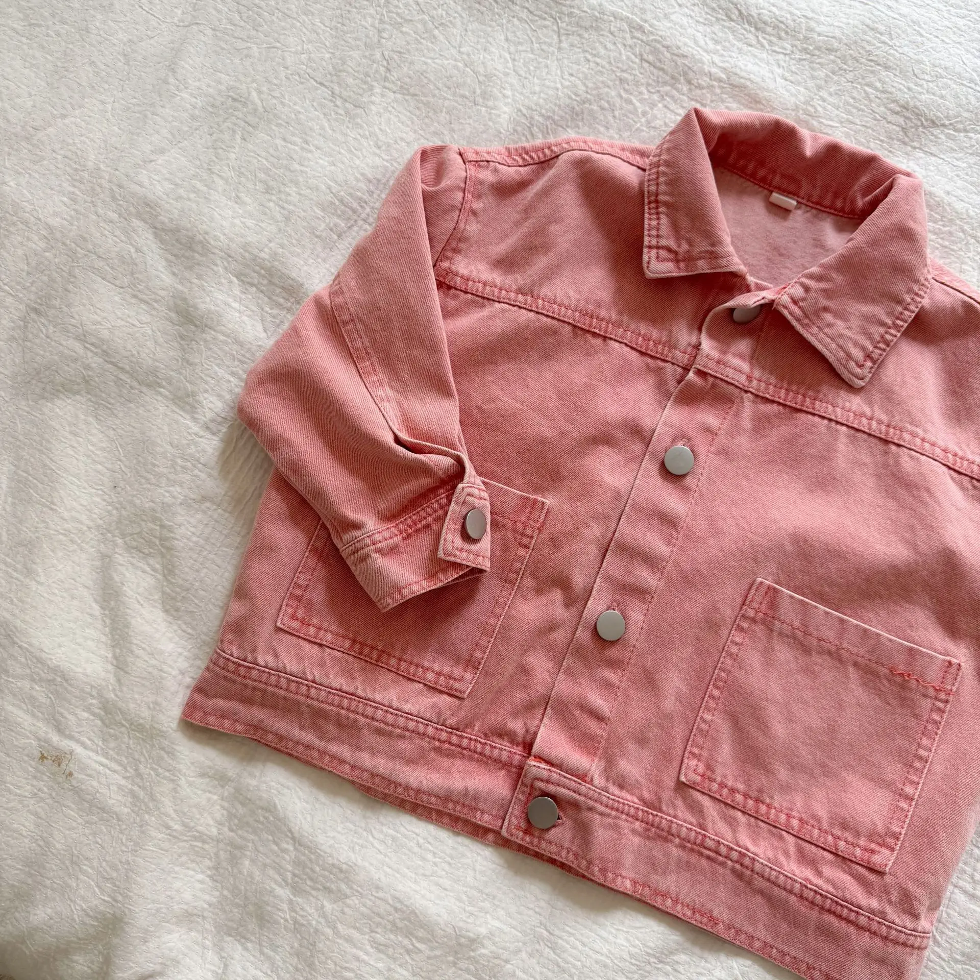 2026 Autumn New Children Long Sleeve Coat Solid Girls Loose Denim Jacket Boys Fashion Casual Cardigan Baby Tops Kids Clothes
