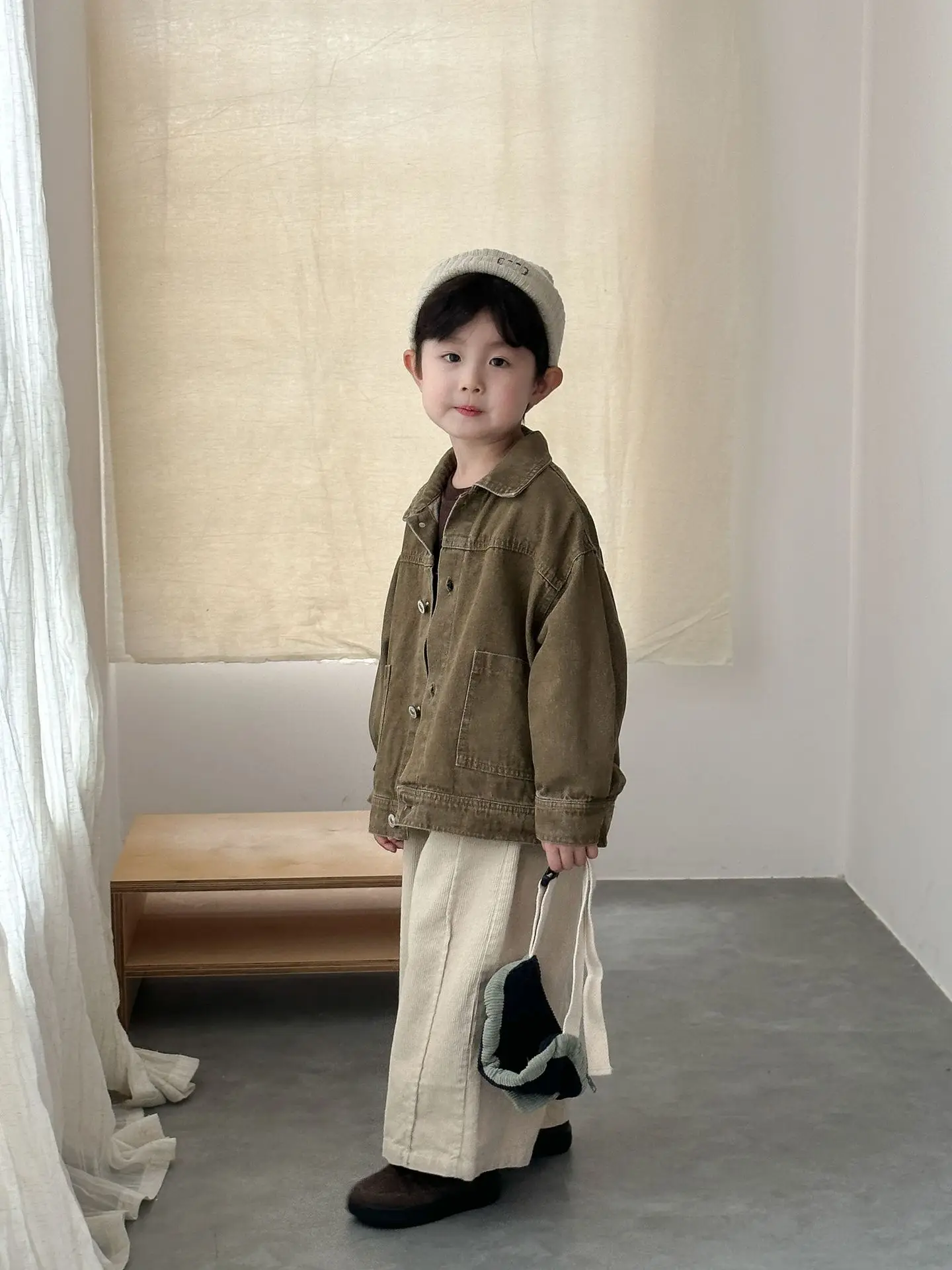 2026 Autumn New Children Long Sleeve Coat Solid Girls Loose Denim Jacket Boys Fashion Casual Cardigan Baby Tops Kids Clothes