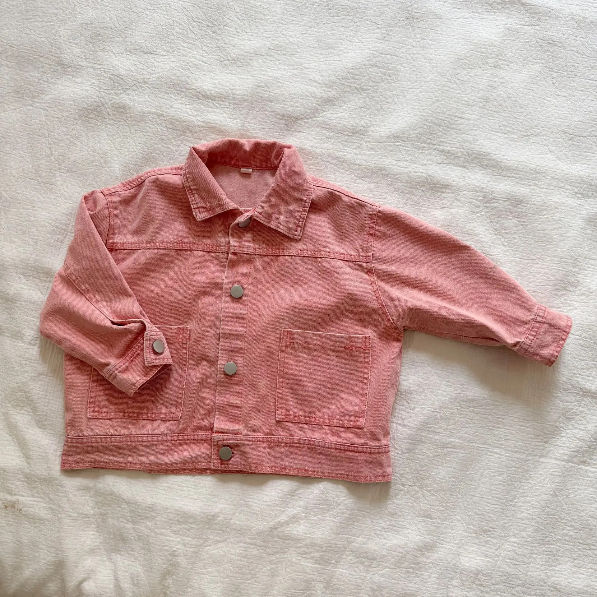 2026 Autumn New Children Long Sleeve Coat Solid Girls Loose Denim Jacket Boys Fashion Casual Cardigan Baby Tops Kids Clothes