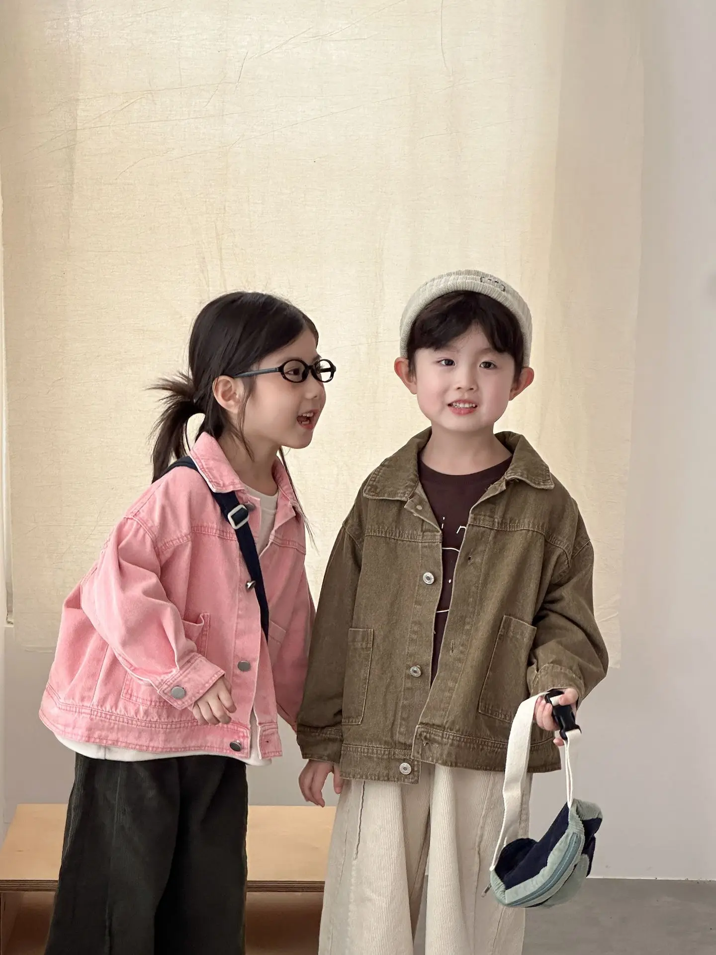 2026 Autumn New Children Long Sleeve Coat Solid Girls Loose Denim Jacket Boys Fashion Casual Cardigan Baby Tops Kids Clothes