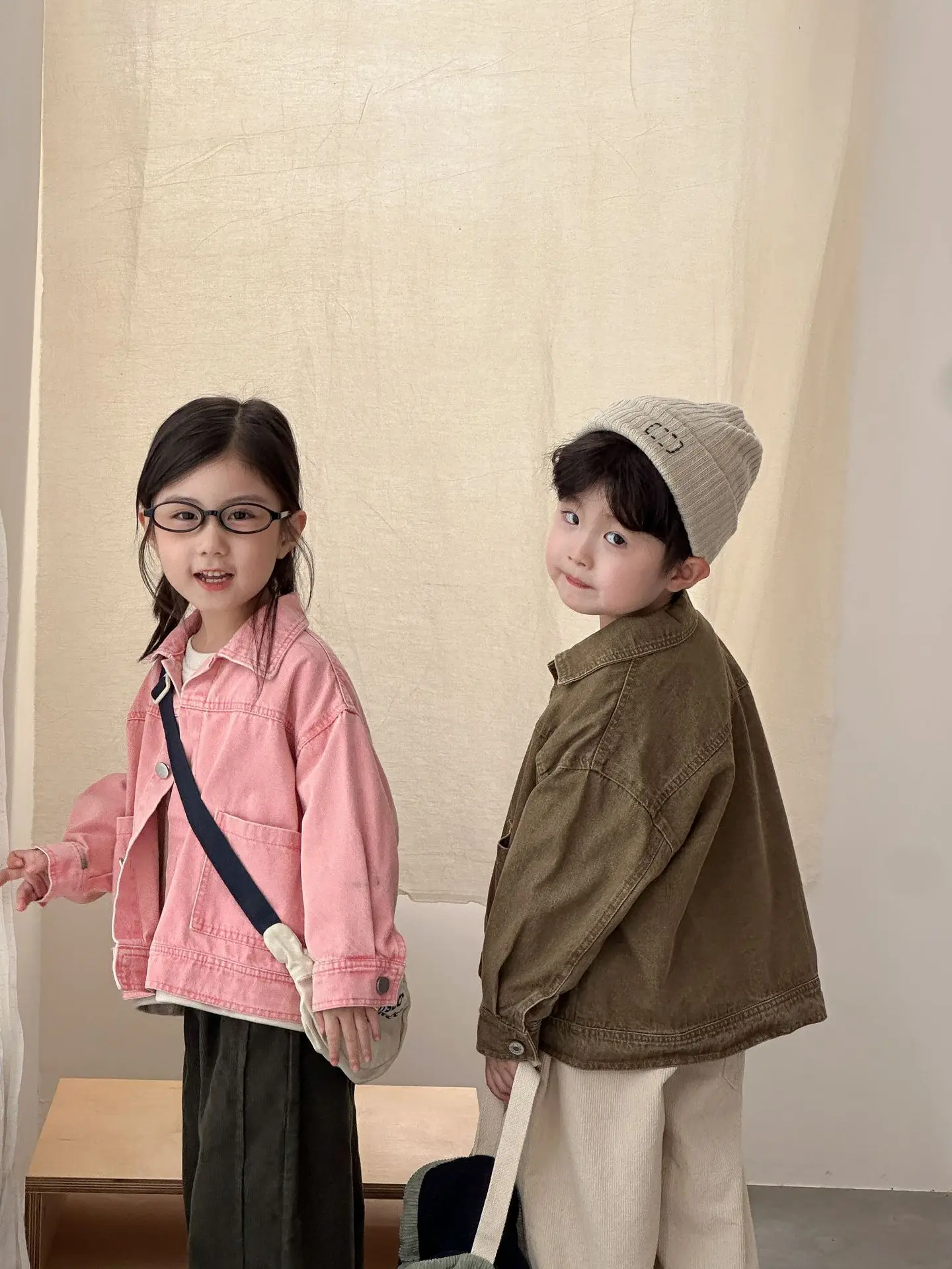 2026 Autumn New Children Long Sleeve Coat Solid Girls Loose Denim Jacket Boys Fashion Casual Cardigan Baby Tops Kids Clothes