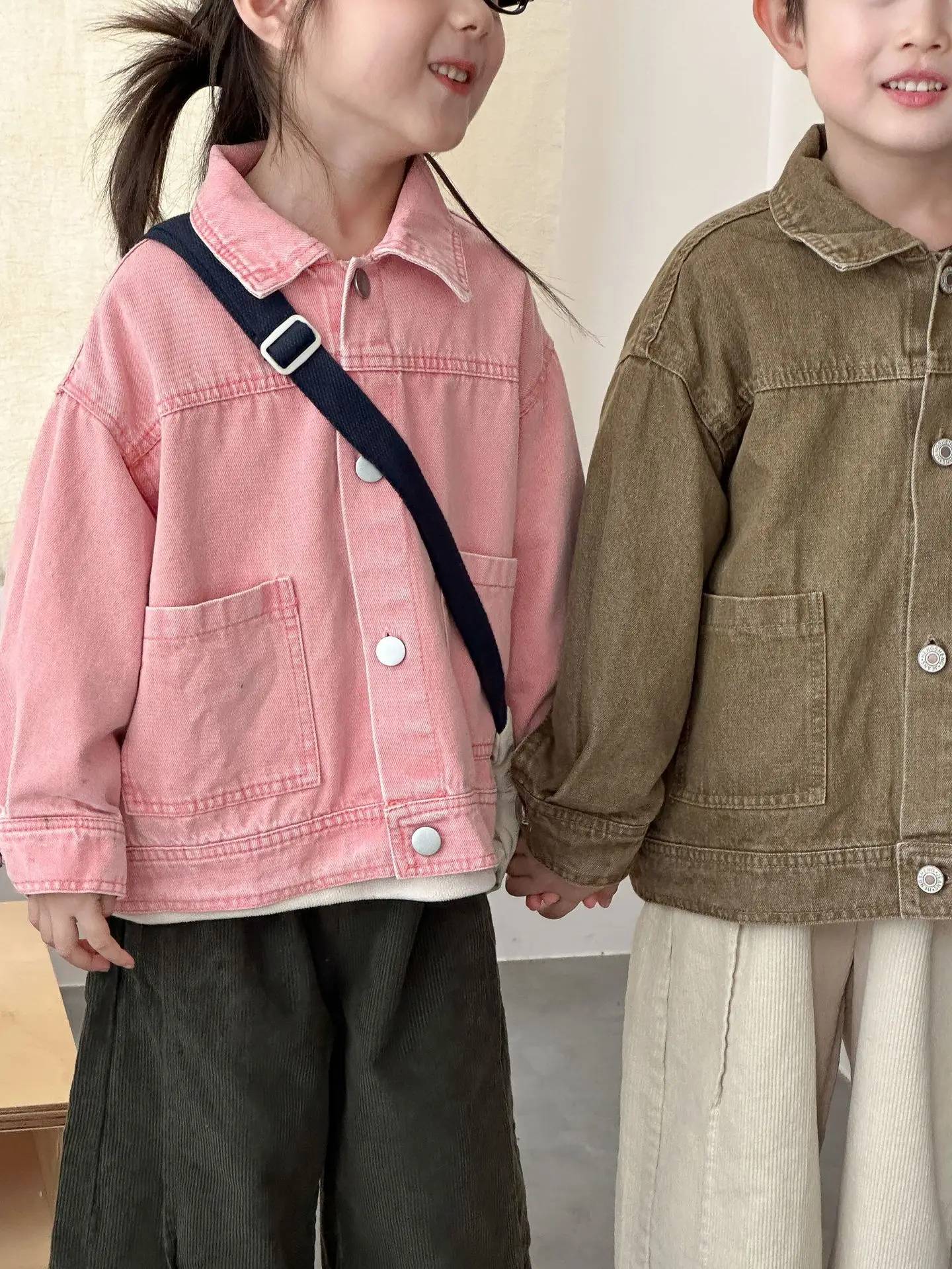2026 Autumn New Children Long Sleeve Coat Solid Girls Loose Denim Jacket Boys Fashion Casual Cardigan Baby Tops Kids Clothes