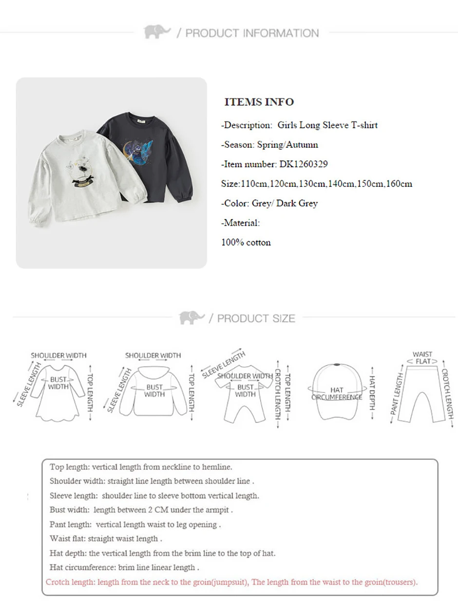 Dave Bella Spring Autumn Girls Long Sleeve T-Shirt Children Printed Top Undershirt Casual Sweet Outdoor Party Clothes DK1260329