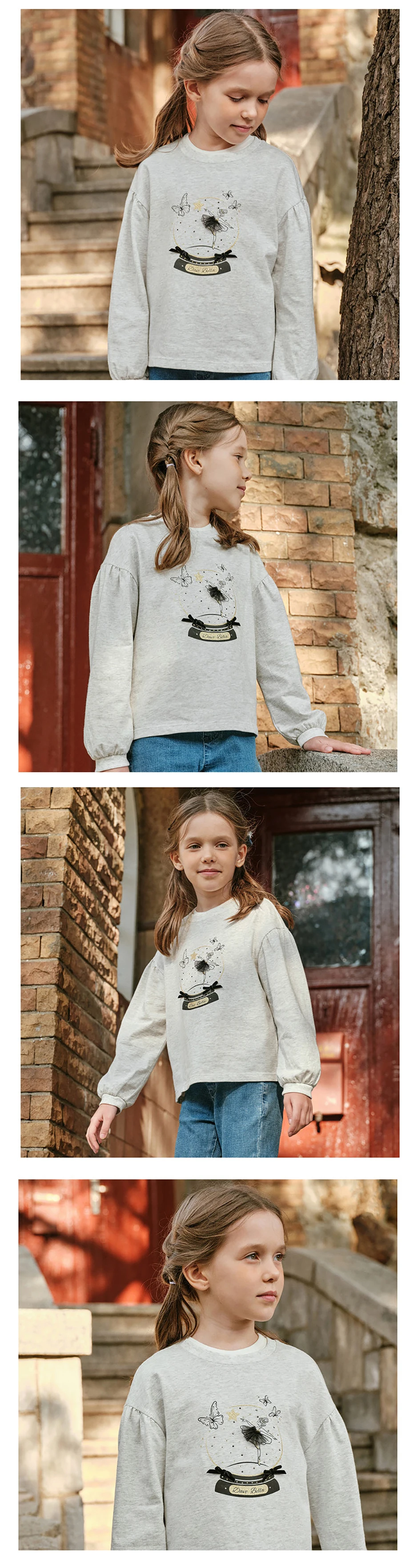 Dave Bella Spring Autumn Girls Long Sleeve T-Shirt Children Printed Top Undershirt Casual Sweet Outdoor Party Clothes DK1260329