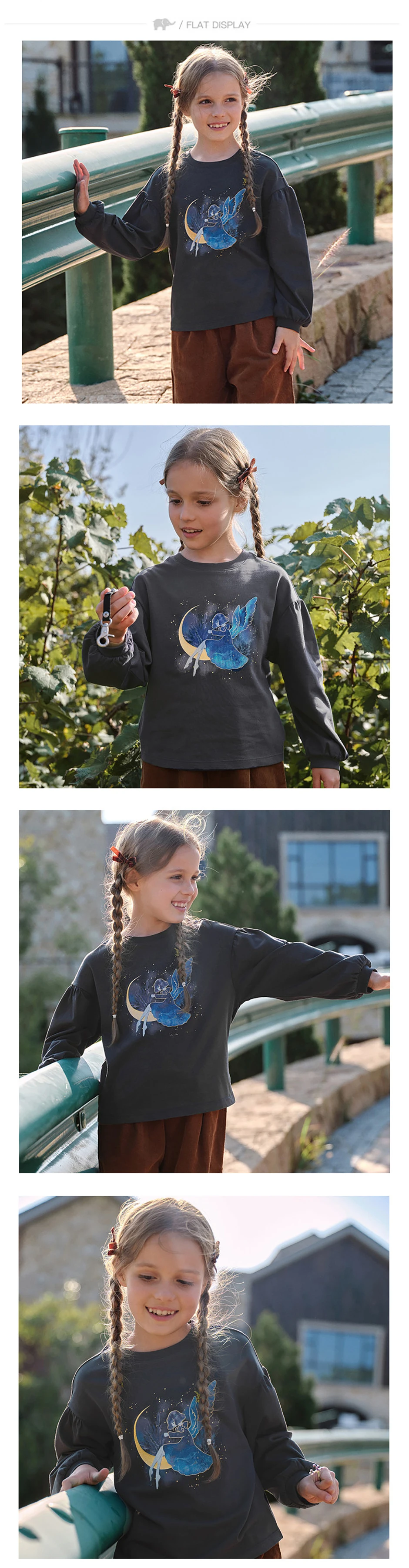 Dave Bella Spring Autumn Girls Long Sleeve T-Shirt Children Printed Top Undershirt Casual Sweet Outdoor Party Clothes DK1260329