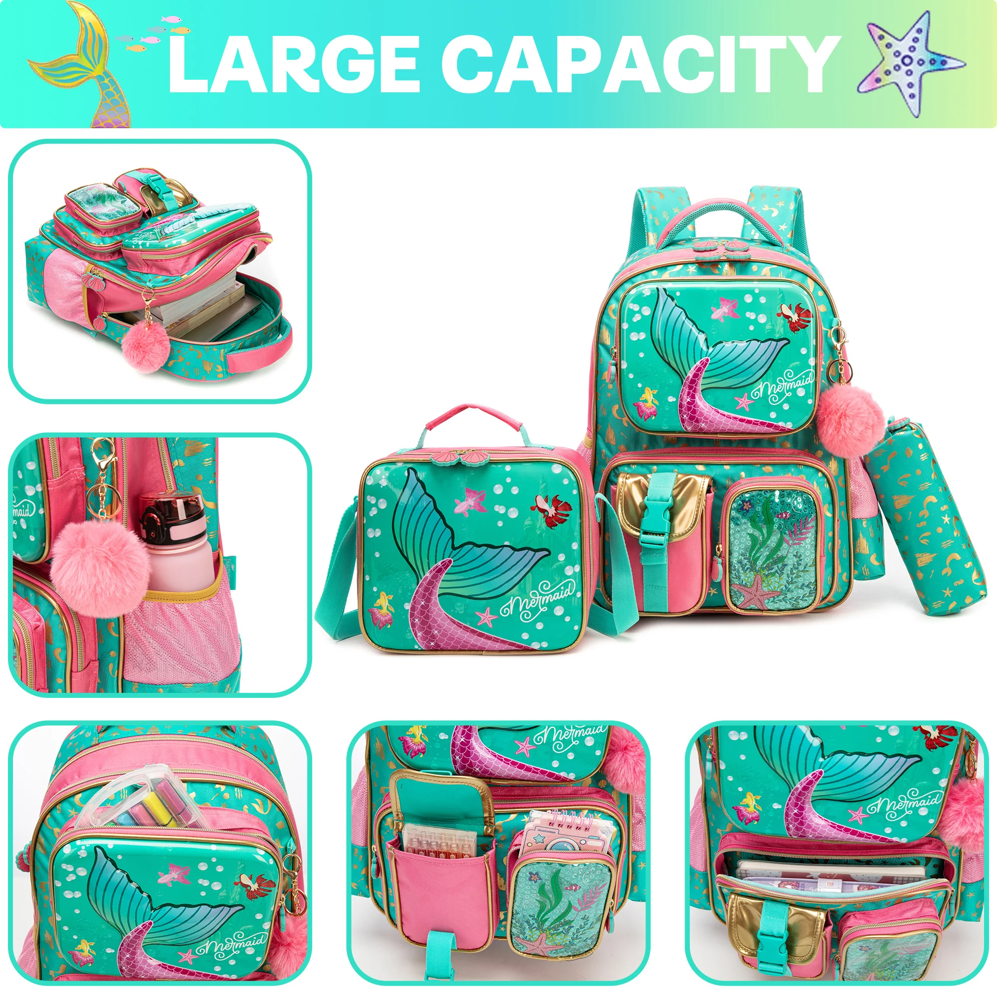 Cute Backpack for Girls Backpacks for Elementary Preschool Students Kids School Cute Backpack Lunch Bag and Penbag