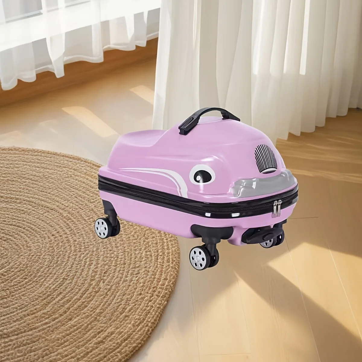20-Inch Cartoon Car Kids' Pull-Along Suitcase with Spinner Wheels, 88.18LB Capacity, ABS PC Shell, Iron Handle, Zipper Closure