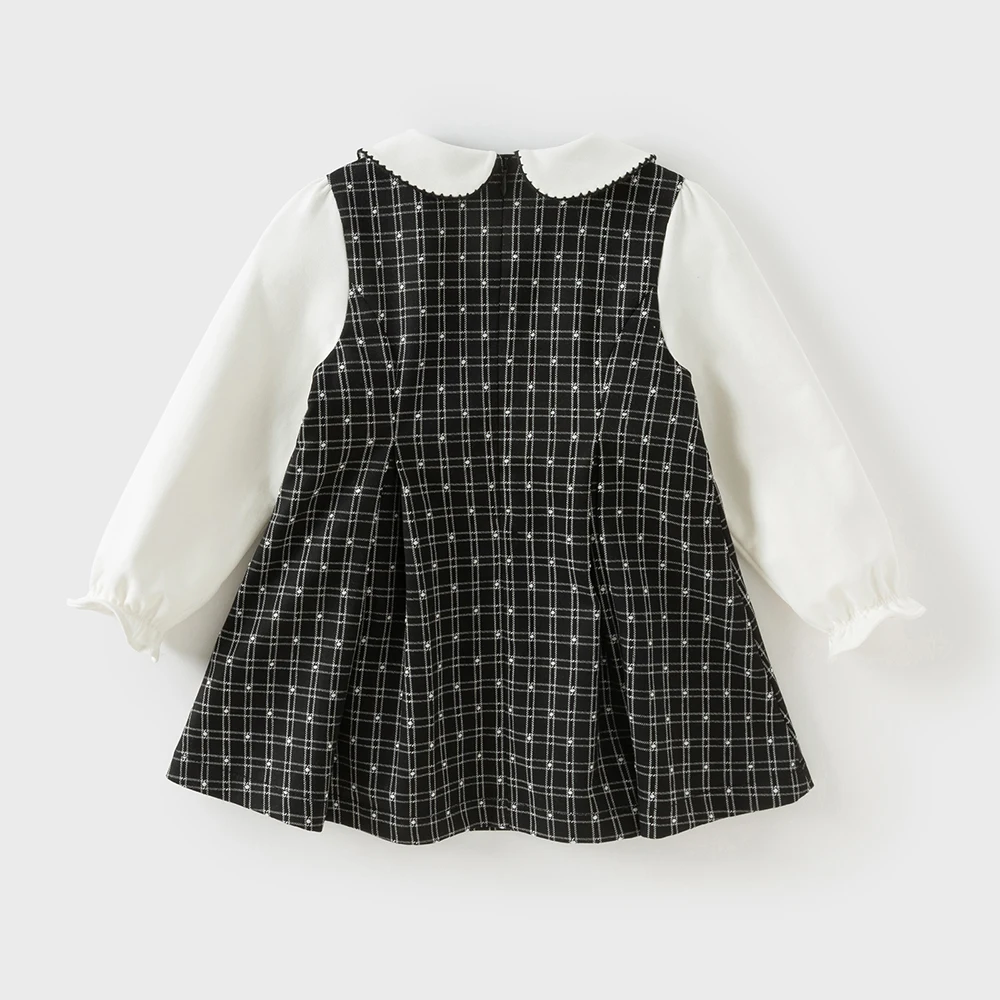 Dave Bella Children's Dress Autumn Gentle Sweet Cute Girl's Plaid Princess Dress Fake Two Piece Party Casual Outdoor DB3253546