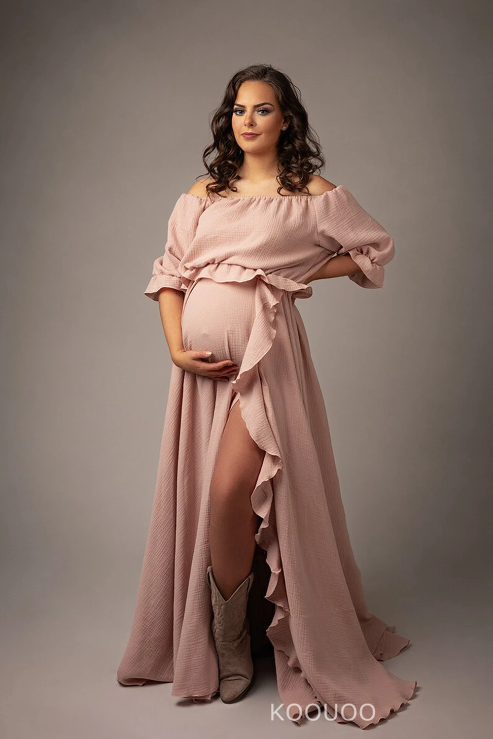 Maternity Dresses Photo Shoot Boho Texas Top Pregnancy Vintage Photogrpahy Slit Gown Callella Limited Edition Off Shoulder