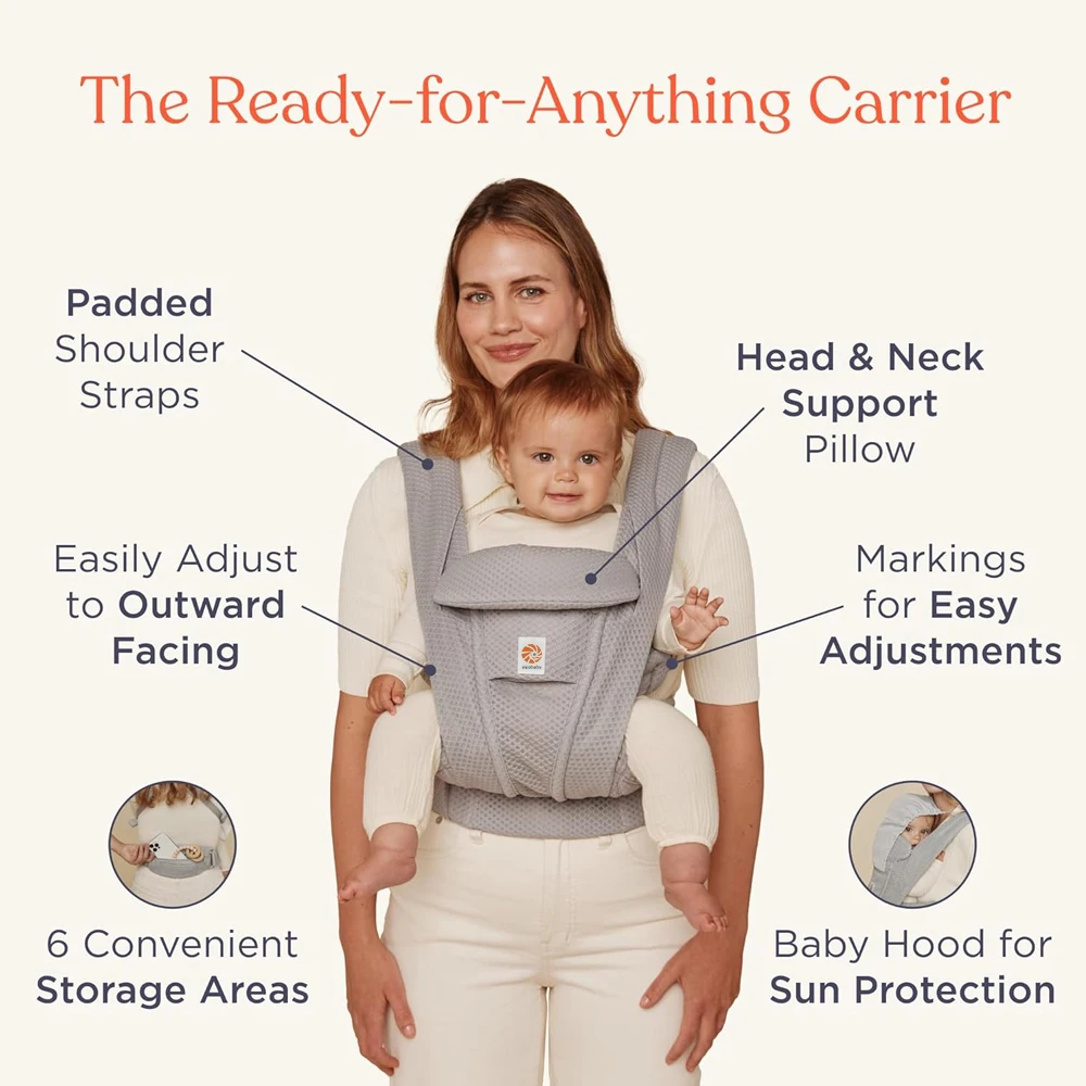 Egobaby Omini the 360 Is a Breathable Mesh Baby Carrier with Ventilation All Around. Designed for Infants to Toddlers. Features Lumbar Support.