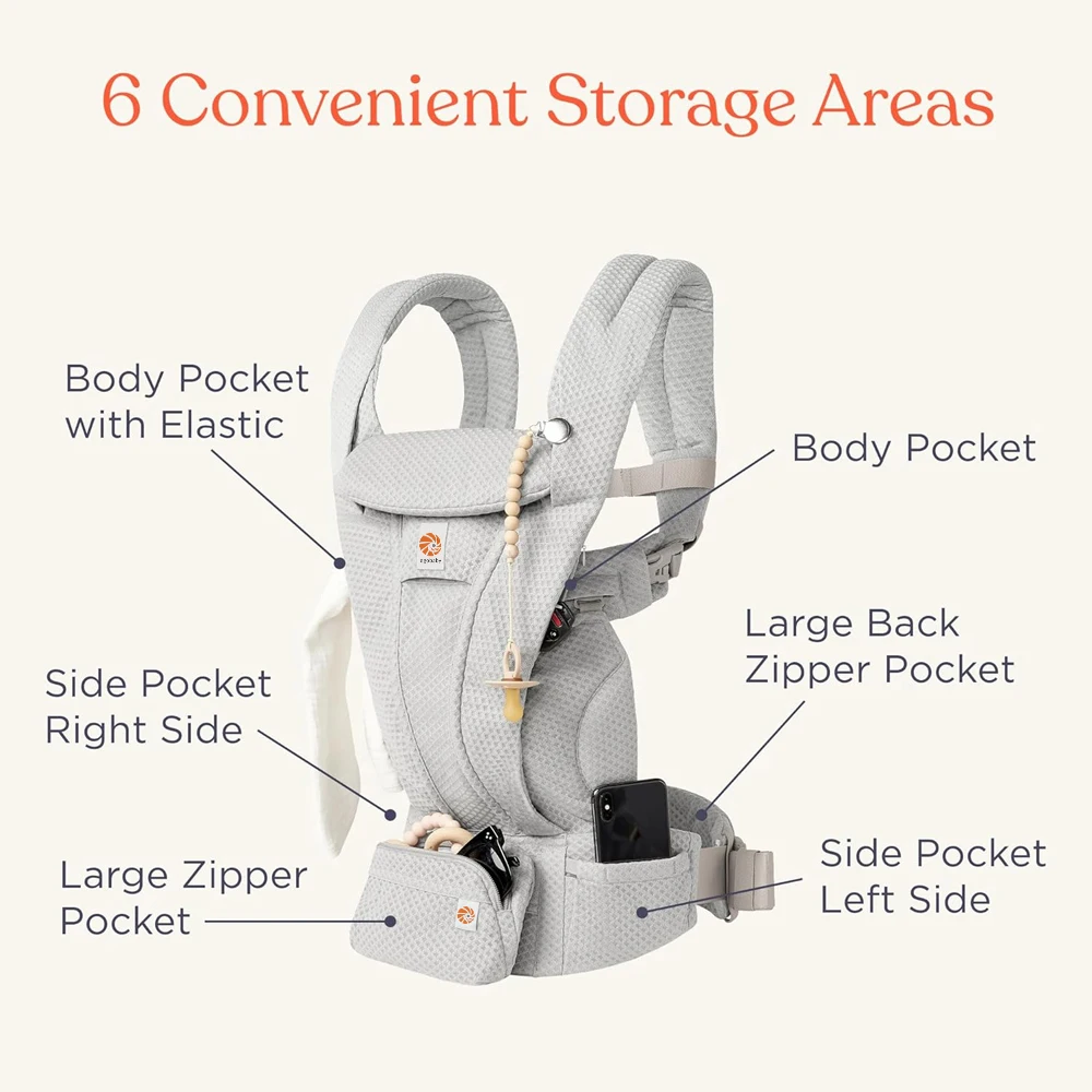 Egobaby Omini the 360 Is a Breathable Mesh Baby Carrier with Ventilation All Around. Designed for Infants to Toddlers. Features Lumbar Support.