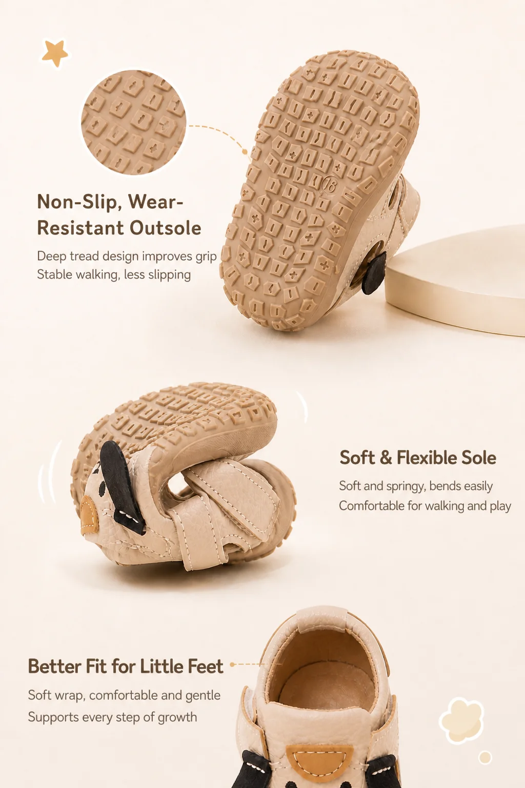 PU Leather Summer Sandals For Children Cute Dog Boy's Girl's Sandals Anti-slippery Ergonomics Barefoot Sandals For Children