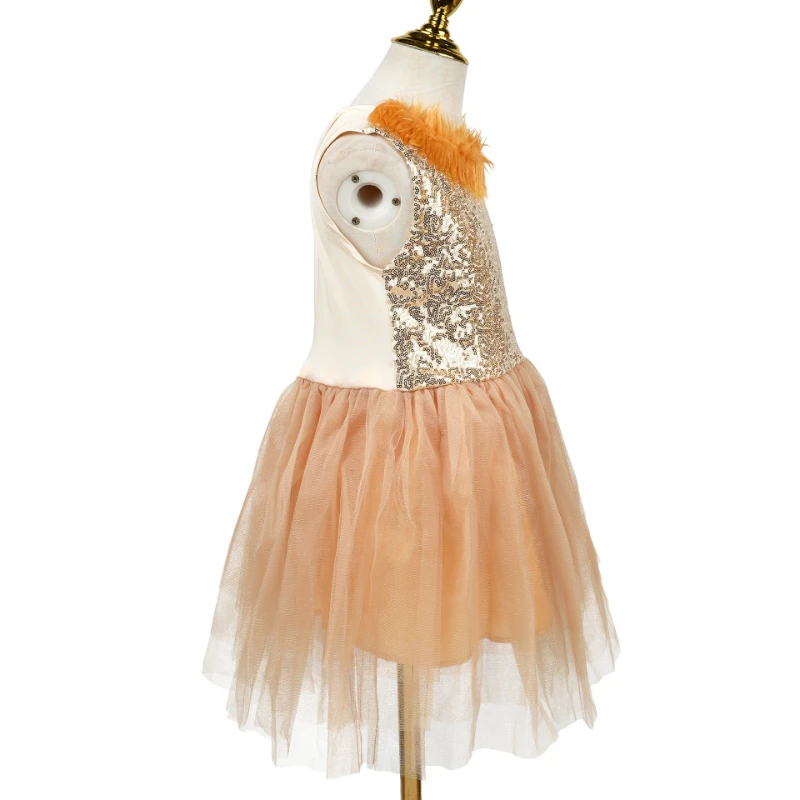 Girls Cute Lion Tulle Dress Kids Cartoon Beauty Clothing Halloween Party Outfit Children Stage Performance Show Clothing