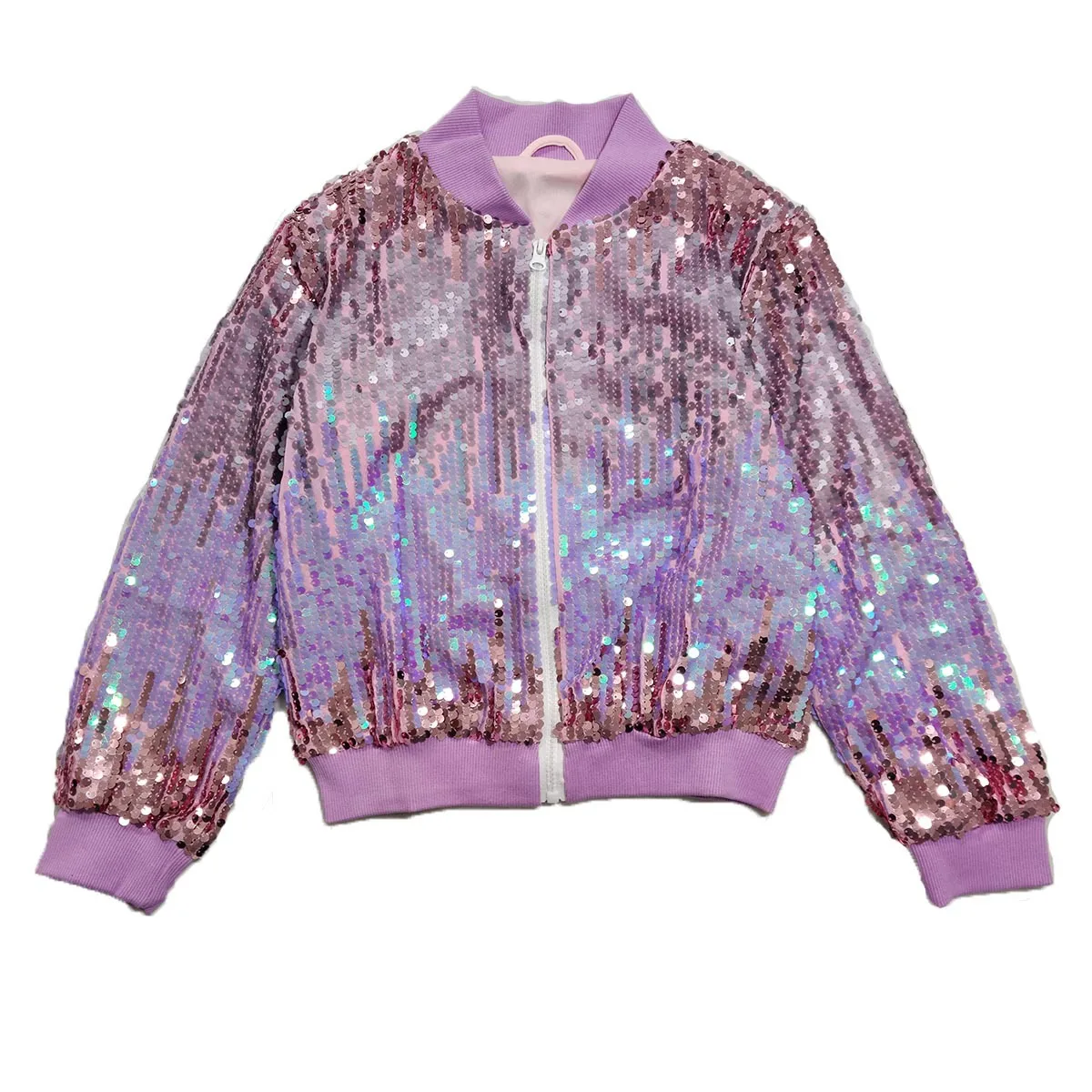 2026 Spring Autumn Children's and Girls' Clothing with Glitter and Colorful Outfits, Trendy Girls' Jackets with Colorful Beads