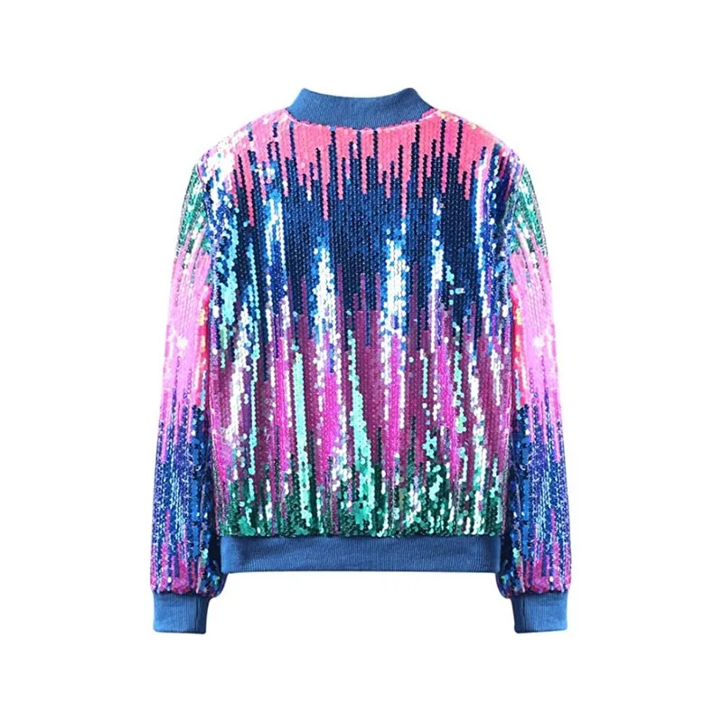 2026 Spring Autumn Children's and Girls' Clothing with Glitter and Colorful Outfits, Trendy Girls' Jackets with Colorful Beads