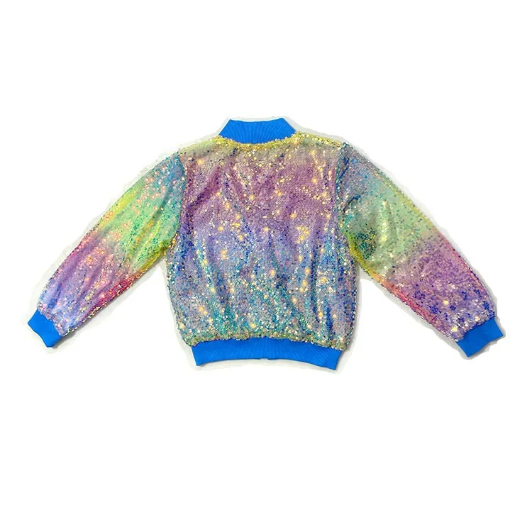 2026 Spring Autumn Children's and Girls' Clothing with Glitter and Colorful Outfits, Trendy Girls' Jackets with Colorful Beads