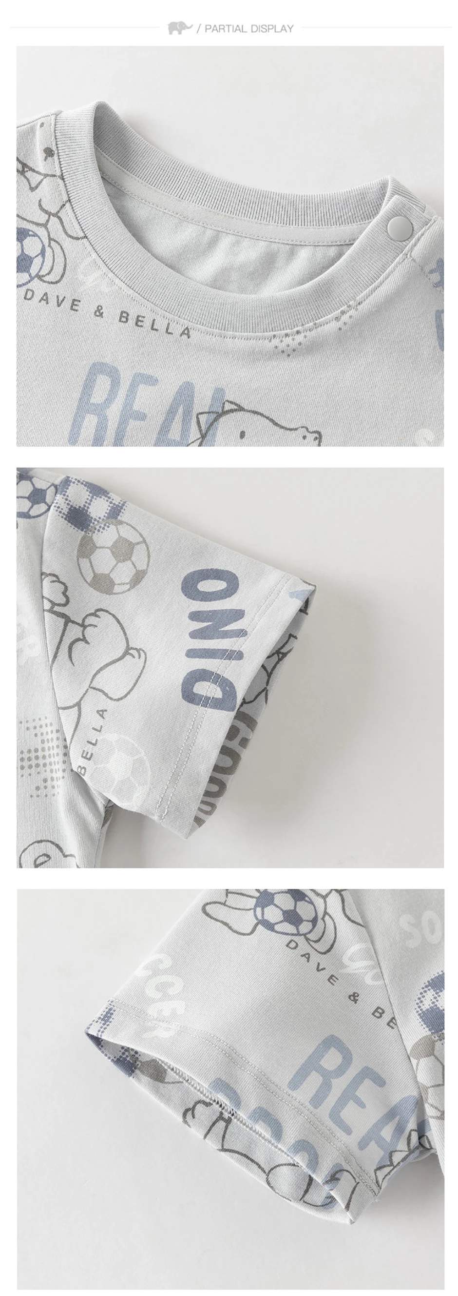 Dave Bella Boys Summer Suit Children Printed Short Sleeve T-shirt Shorts Two-Piece Set Casual Tops Pants Clothing Set DB2261490