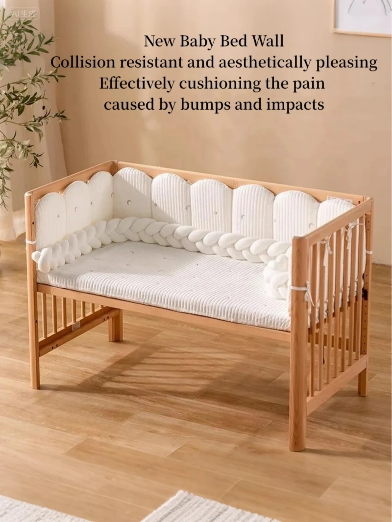 3-piece Set of Irregular Bed Frame, Baby Crib Bumper Children's and Baby Collision Prevention Baby Room Decoration 2026 New